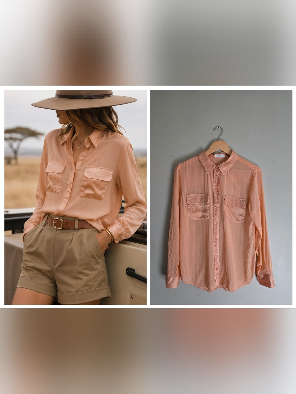 Equipment Femme Silk Blouse L Peach Coral Button Down Shirt Quiet Luxury Career